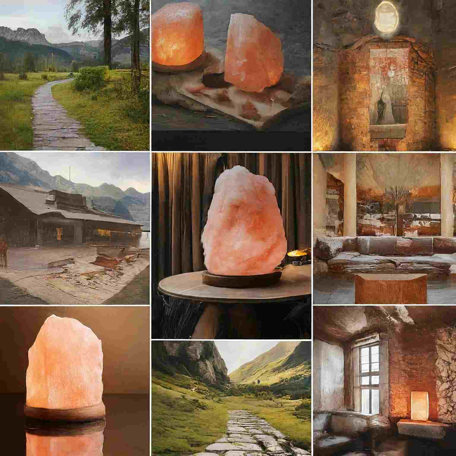 Collage picture of pink salt