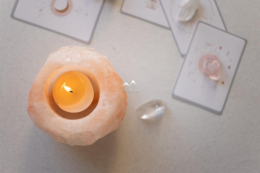 pink salt candle holder